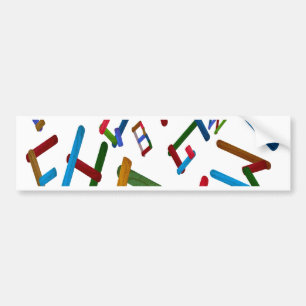 Colourful Letters from wood ice cream stick isolat Bumper Sticker