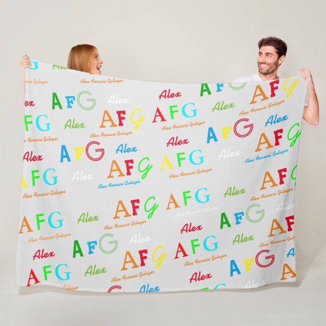 Colourful Letters Name & Initials Fleece Blanket (In Situ)