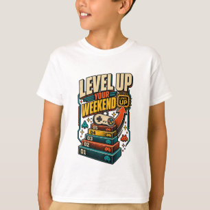 Colourful Level Up Weekend Gamer T-Shirt