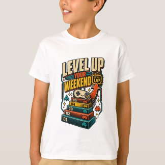 Colourful Level Up Weekend Gamer T-Shirt