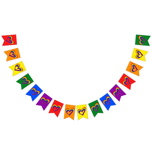 Colourful LGBT Gay Pride Love Rainbow Heart Bunting (All)
