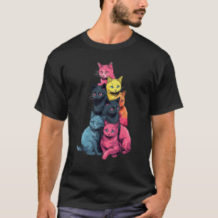 Colourful LGBT Pride American Shorthair Cat Pile T-Shirt