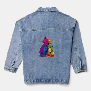 Colourful LGBT Pride German Shepherd Dog Pile  Denim Jacket
