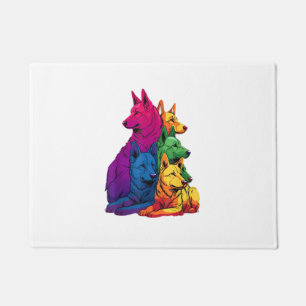 Colourful LGBT Pride German Shepherd Dog Pile  Doormat