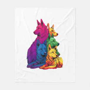 Colourful LGBT Pride German Shepherd Dog Pile Fleece Blanket