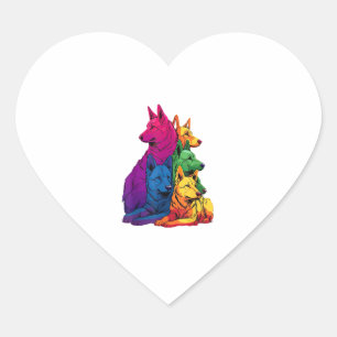 Colourful LGBT Pride German Shepherd Dog Pile Heart Sticker