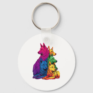 Colourful LGBT Pride German Shepherd Dog Pile Key Ring