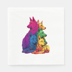 Colourful LGBT Pride German Shepherd Dog Pile Napkin