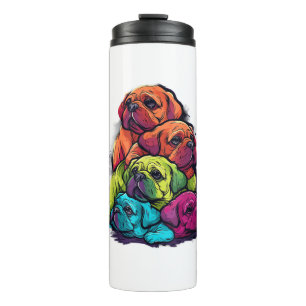 Colourful LGBT Pride Puggle Dog Pile Thermal Tumbler