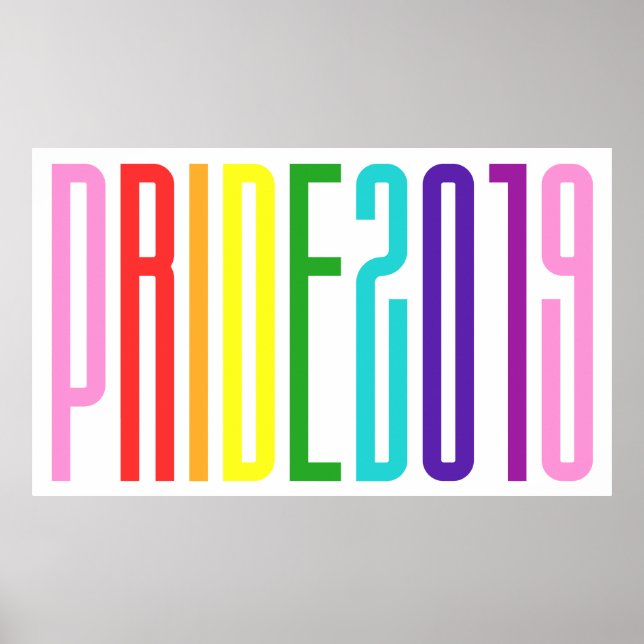 Colourful LGBT Rainbow Flag Colours Gay Pride 2019 Poster (Front)