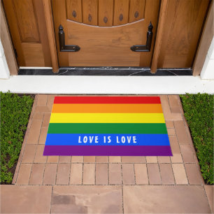 Colourful LGBT Rainbow Gay Pride Flag Custom Text Doormat