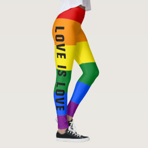 Colourful LGBT Rainbow Gay Pride Flag Custom Text Leggings