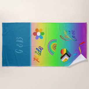 colourful lgbtq gay pride month beach towel