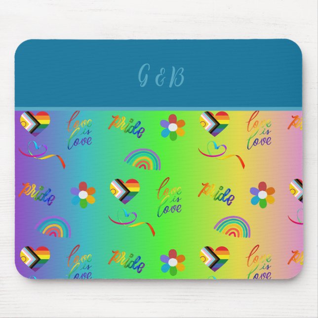 colourful lgbtq gay pride month mouse mat (Front)