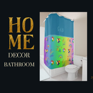 colourful lgbtq gay pride month shower curtain