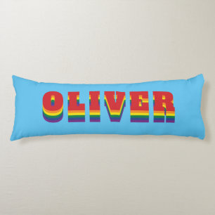 Colourful LGBTQ Rainbow Gay Pride Flag Custom Name Body Cushion