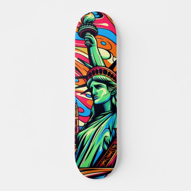 Colourful Liberty Lady skateboard (Front)