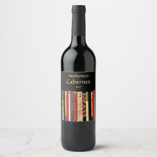 Colourful Library Books Abstract Wine Label