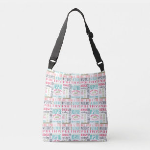 Colourful Library Words Subway Art Crossbody Bag