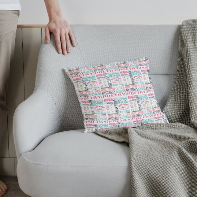 Colourful Library Words Subway Art  Cushion (Creator Uploaded)