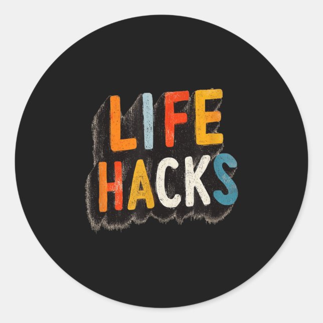 Colourful Life Hacks Emblem  Classic Round Sticker (Front)