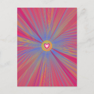 Colourful Light Rays Psychedelic Trippy Shiny Hear Postcard