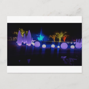 Colourful Light Sculptures Family Night Memory Postcard