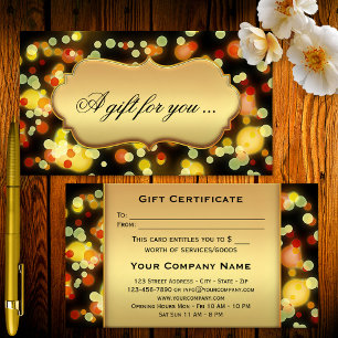 Colourful Light Sparkles Gift Certificate Template