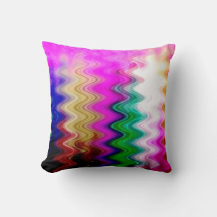 Colourful Light waves abstract art Cushion