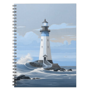 Colourful lighthouse on the ocean notebook