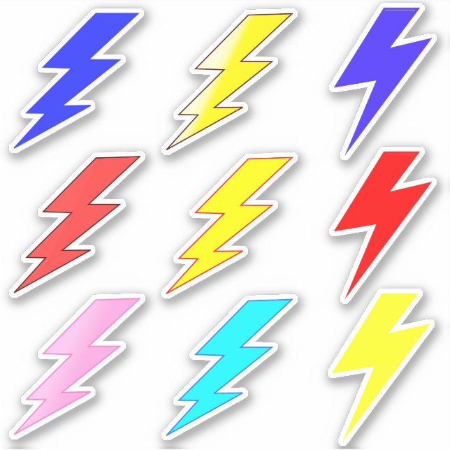 Colourful Lightning Bolt Pack Stickers (Front)