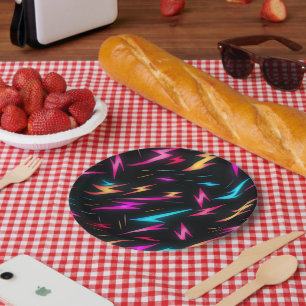 Colourful Lightning Bolt Pattern  Paper Plate