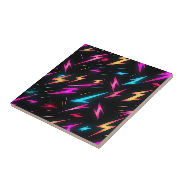 Colourful Lightning Bolt Pattern  Tile (Side)