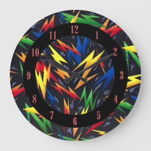 Colourful Lightning Bolts Pattern Wall Clock