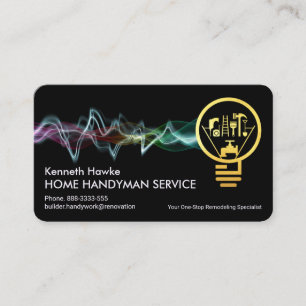 Colourful Lightning Powers Up Handyman Bulb Business Card