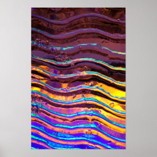Colourful Lights Behind Wavy Glass Poster