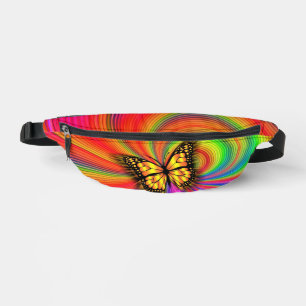 Colourful Lights Flying Gold Butterfly Fanny Pack
