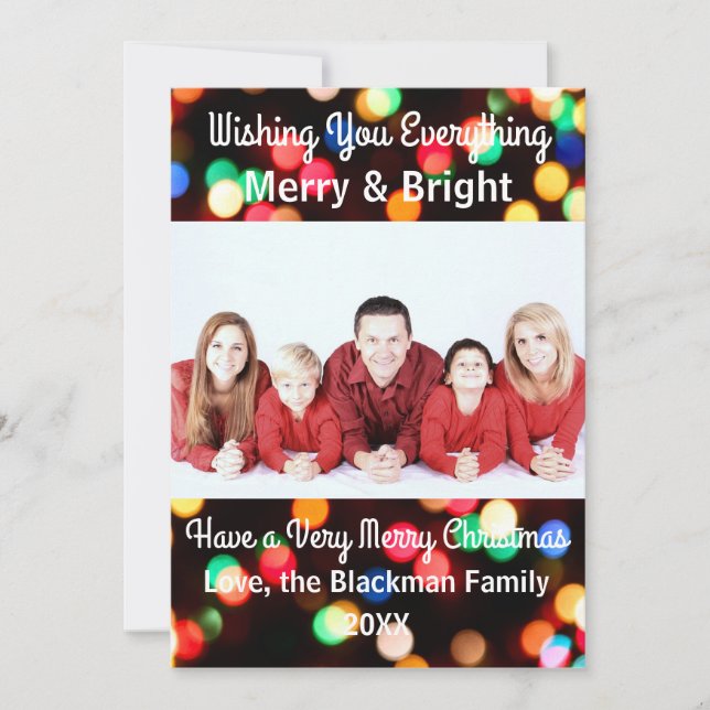 Colourful Lights Photo - Christmas Card (Front)