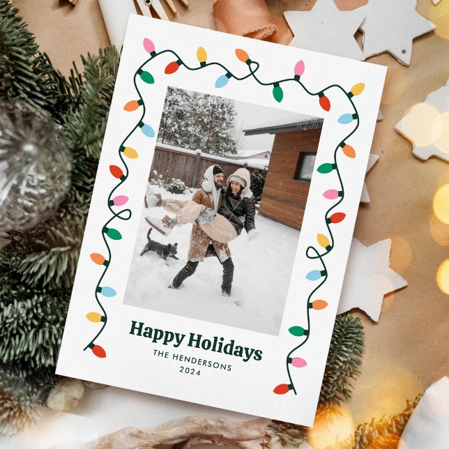Colourful Lights Photo Holiday Card (Creator Uploaded)