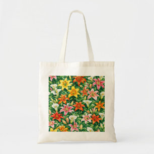 Colourful Lily and Calla Lily Tropical Floral Tote Bag