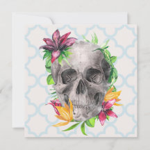 Colourful Lily Floral Skull Gothic Greeting