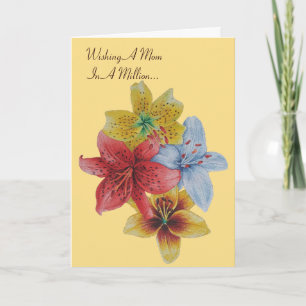 colourful lily flowers with original verse for mum card