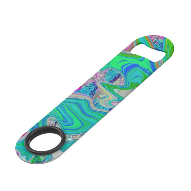 Colourful Lime Green Abstract Retro Liquid Art (Front Angled)