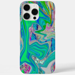 Colourful Lime Green Abstract Retro Liquid Art iPhone 16 Pro Max Case