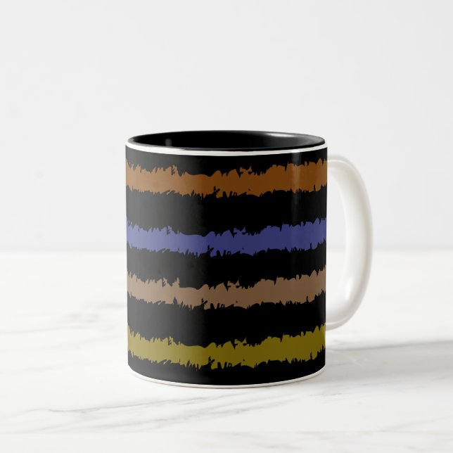 Colourful Line Abstract Pattern Two-Tone Coffee Mug (Front Right)
