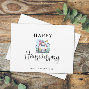 Colourful Line Art House Happy Housiversary Postcard