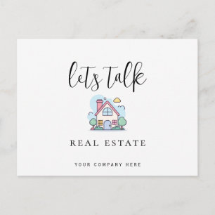 Colourful Line Art Let's Talk Real Estate Postcard