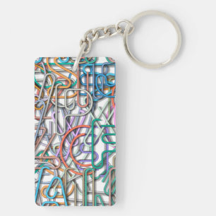 Colourful Line Art Letters Key Ring