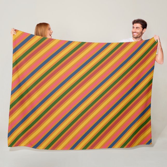 Colourful Line Pattern Fleece Blanket (In Situ)