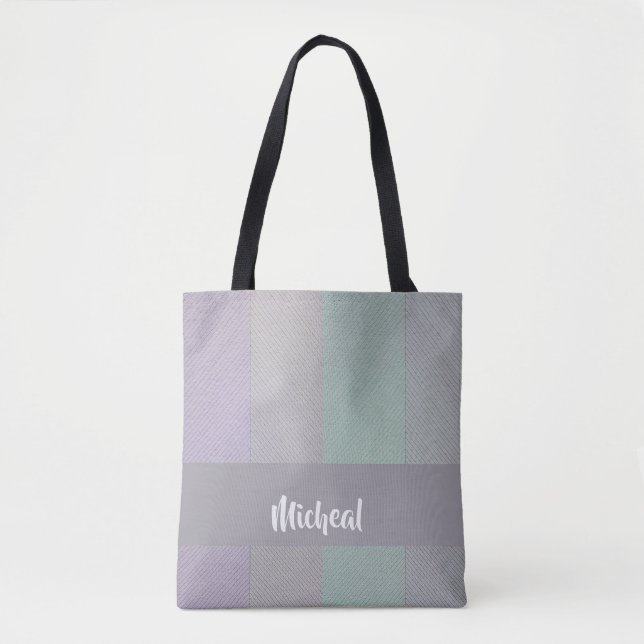 Colourful lined blocks pattern tote bag (Front)